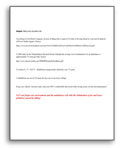 Idling Costs Calculation Info