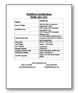 Medidock Specifications